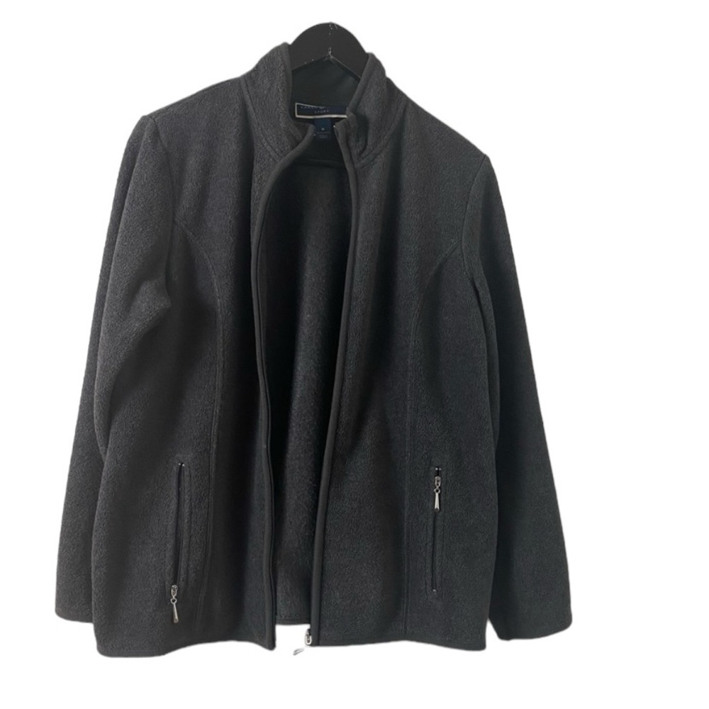 Karen Scott Sport Fleece Jacket. Gray Sz M.